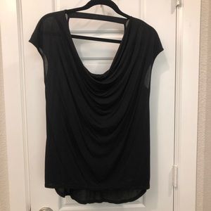 Lanston cutout back T-shirt tank with cowl neck
